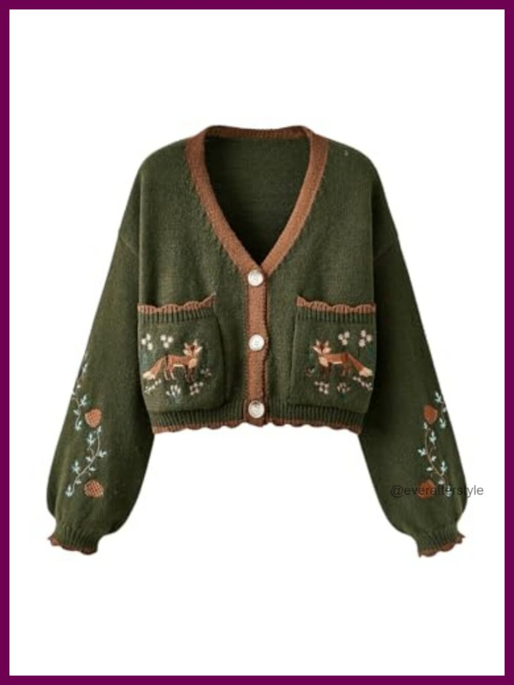 Boho Cropped Cardigan Sweater V-Neck Button Up Lightweight Knit